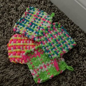 4 Colorful Woven Pot Holders